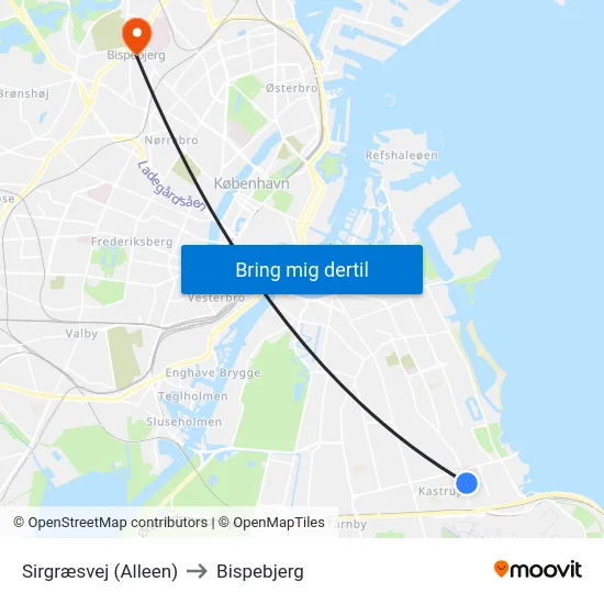 Sirgræsvej (Alleen) to Bispebjerg map