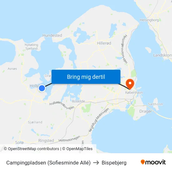 Campingpladsen (Sofiesminde Allé) to Bispebjerg map