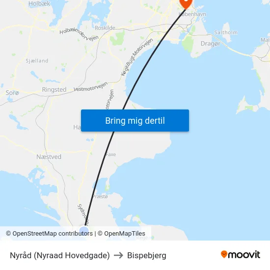 Nyråd (Nyraad Hovedgade) to Bispebjerg map