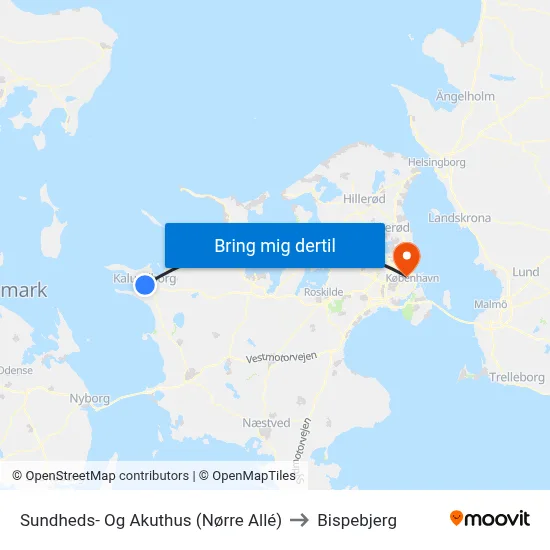 Sundheds- Og Akuthus (Nørre Allé) to Bispebjerg map