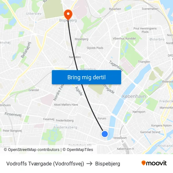 Vodroffs Tværgade (Vodroffsvej) to Bispebjerg map