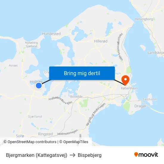 Bjergmarken (Kattegatsvej) to Bispebjerg map