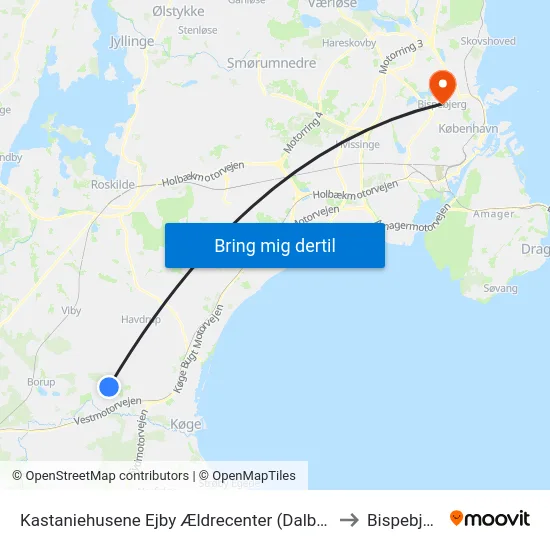 Kastaniehusene Ejby Ældrecenter (Dalbyvej) to Bispebjerg map