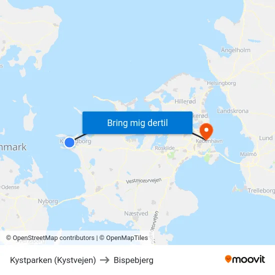 Kystparken (Kystvejen) to Bispebjerg map