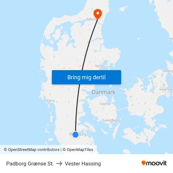 Padborg Grænse St. to Vester Hassing map