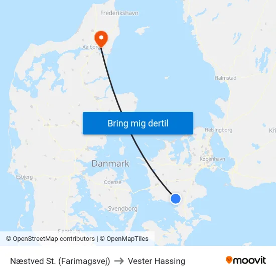 Næstved St. (Farimagsvej) to Vester Hassing map