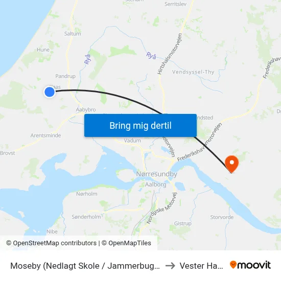 Moseby (Nedlagt Skole / Jammerbugt Kommune) to Vester Hassing map
