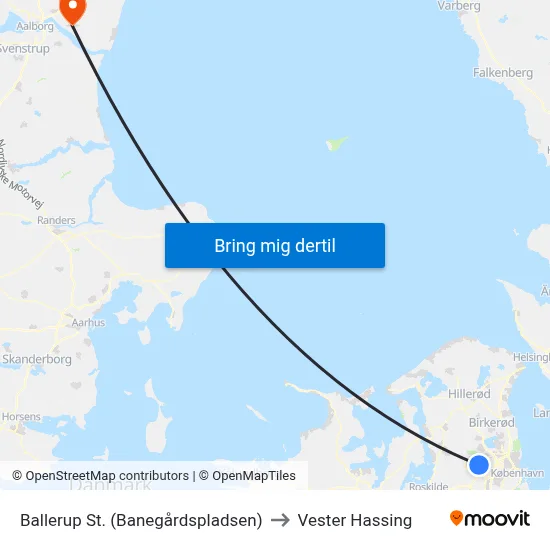 Ballerup St. (Banegårdspladsen) to Vester Hassing map