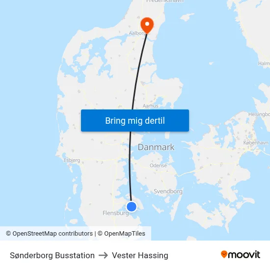 Sønderborg Busstation to Vester Hassing map