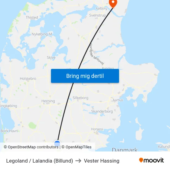 Legoland / Lalandia (Billund) to Vester Hassing map