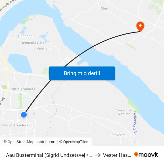 Aau Busterminal (Sigrid Undsetsvej / Aalborg) to Vester Hassing map