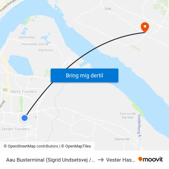 Aau Busterminal (Sigrid Undsetsvej / Aalborg) to Vester Hassing map