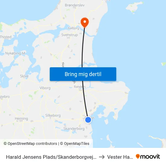 Harald Jensens Plads/Skanderborgvej (Aarhus Kom) to Vester Hassing map