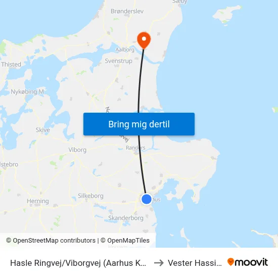 Hasle Ringvej/Viborgvej (Aarhus Kom) to Vester Hassing map