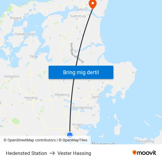 Hedensted Station to Vester Hassing map