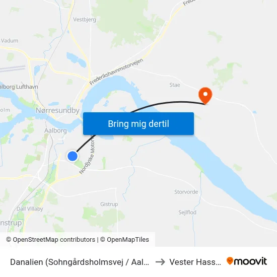 Danalien (Sohngårdsholmsvej / Aalborg) to Vester Hassing map