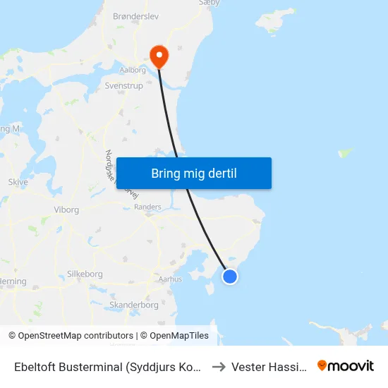 Ebeltoft Busterminal (Syddjurs Kom) to Vester Hassing map