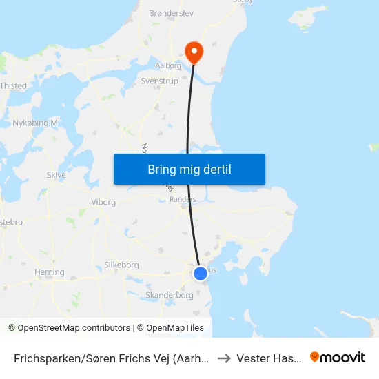 Frichsparken/Søren Frichs Vej (Aarhus Kom) to Vester Hassing map
