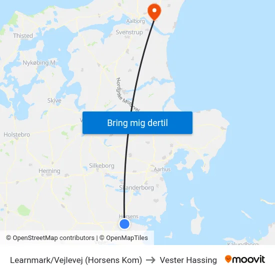 Learnmark/Vejlevej (Horsens Kom) to Vester Hassing map