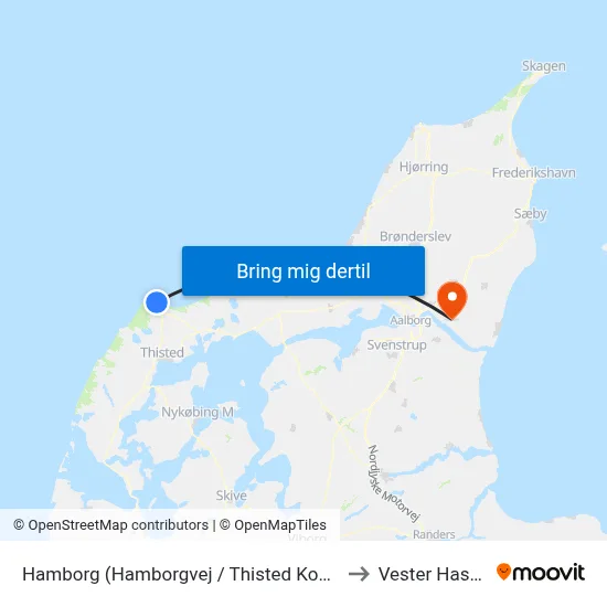 Hamborg (Hamborgvej / Thisted Kommune) to Vester Hassing map