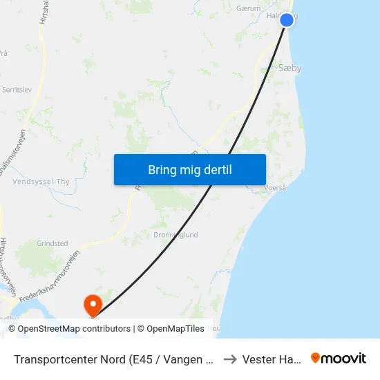 Transportcenter Nord (E45 / Vangen / Fr.Havn K.) to Vester Hassing map