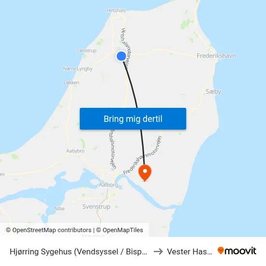 Hjørring Sygehus (Vendsyssel / Bispensgade) to Vester Hassing map