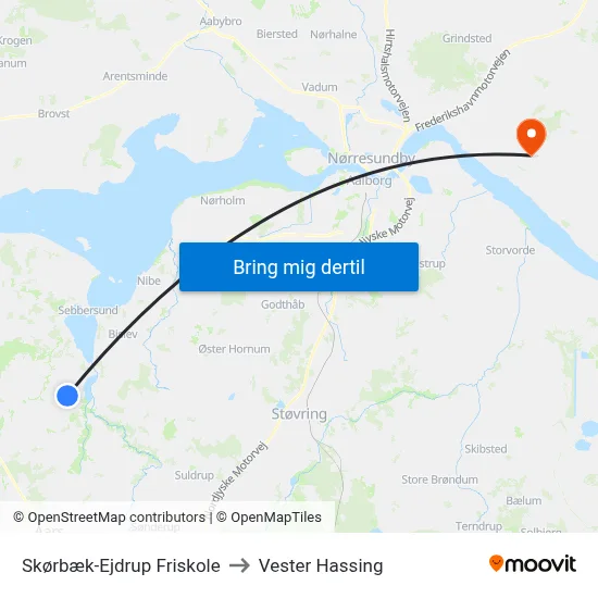 Skørbæk-Ejdrup Friskole to Vester Hassing map