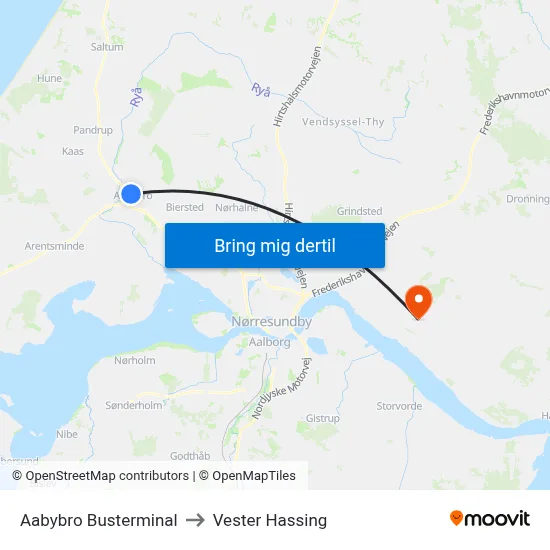 Aabybro Busterminal to Vester Hassing map