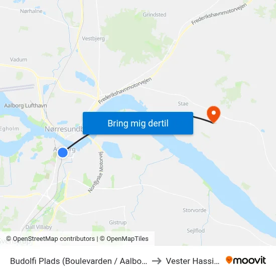 Budolfi Plads (Boulevarden / Aalborg) to Vester Hassing map