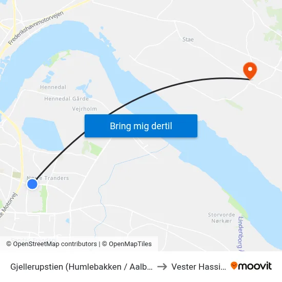 Gjellerupstien (Humlebakken / Aalborg) to Vester Hassing map