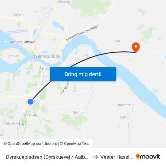 Dyrskuepladsen (Dyrskuevej / Aalborg) to Vester Hassing map