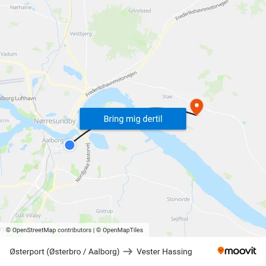 Østerport (Østerbro / Aalborg) to Vester Hassing map