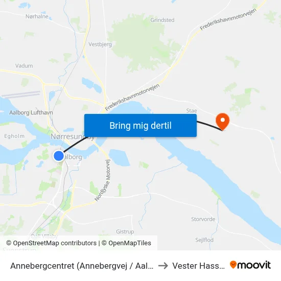 Annebergcentret (Annebergvej / Aalborg) to Vester Hassing map