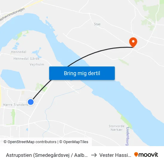 Astrupstien (Smedegårdsvej / Aalborg) to Vester Hassing map