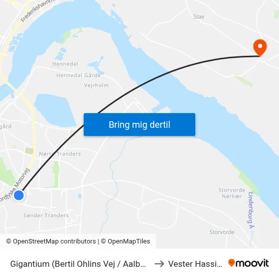 Gigantium (Bertil Ohlins Vej / Aalborg) to Vester Hassing map