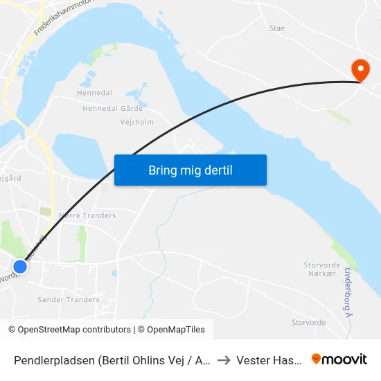 Pendlerpladsen (Bertil Ohlins Vej / Aalborg) to Vester Hassing map