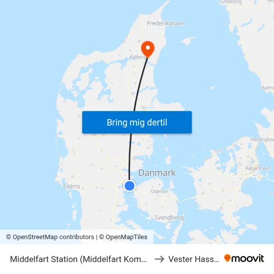 Middelfart Station (Middelfart Kommune) to Vester Hassing map