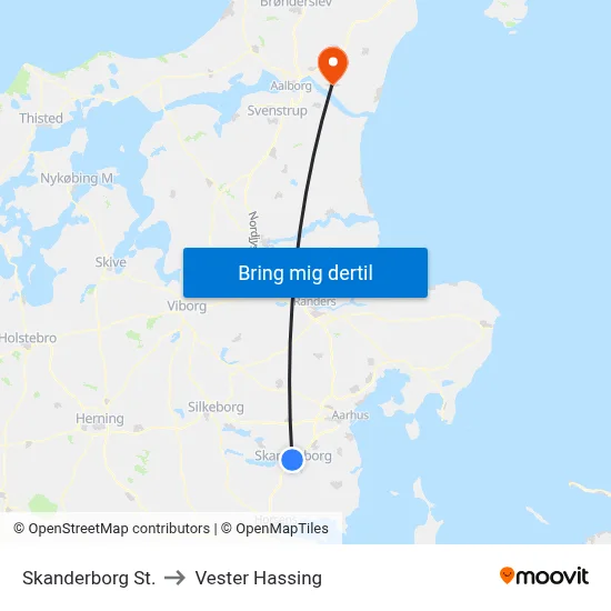 Skanderborg St. to Vester Hassing map