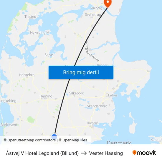 Åstvej V Hotel Legoland (Billund) to Vester Hassing map