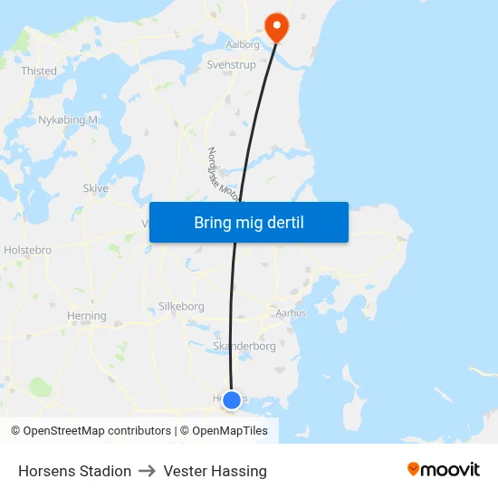 Horsens Stadion to Vester Hassing map