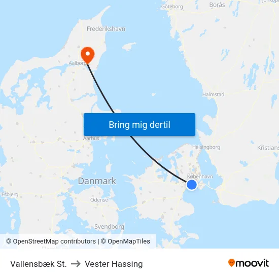 Vallensbæk St. to Vester Hassing map