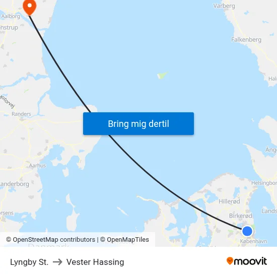 Lyngby St. to Vester Hassing map