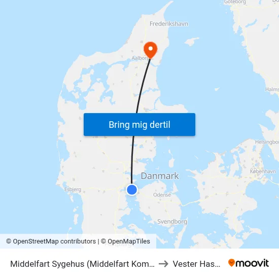 Middelfart Sygehus (Middelfart Kommune) to Vester Hassing map