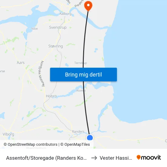 Assentoft/Storegade (Randers Kom) to Vester Hassing map