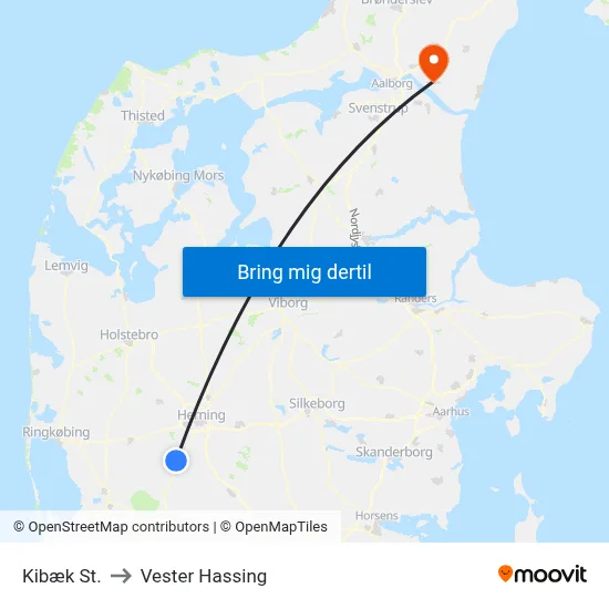 Kibæk St. to Vester Hassing map