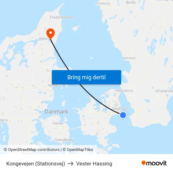 Kongevejen (Stationsvej) to Vester Hassing map