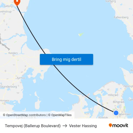 Tempovej (Ballerup Boulevard) to Vester Hassing map