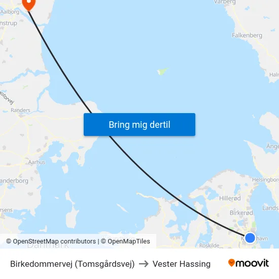 Birkedommervej (Tomsgårdsvej) to Vester Hassing map