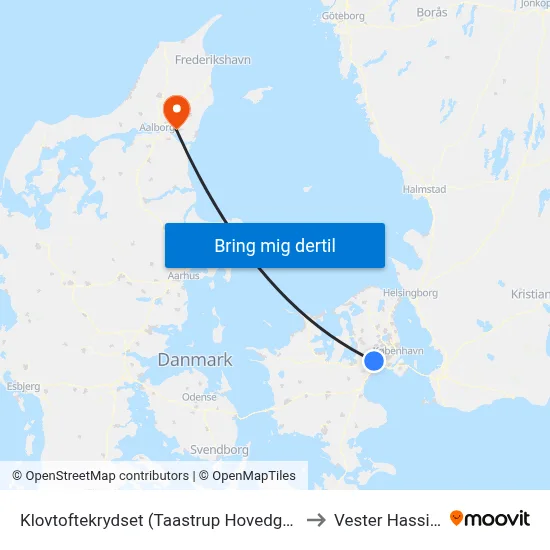 Klovtoftekrydset (Taastrup Hovedgade) to Vester Hassing map