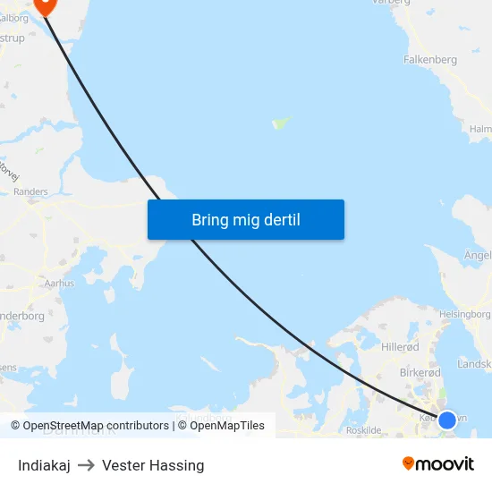 Indiakaj to Vester Hassing map